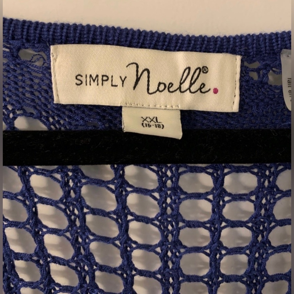 #360 - NWT Simply Noelle Open-Weave Knit Tunic Sweater/Cover-Up, Blue, Size XXL - Picture 5 of 10